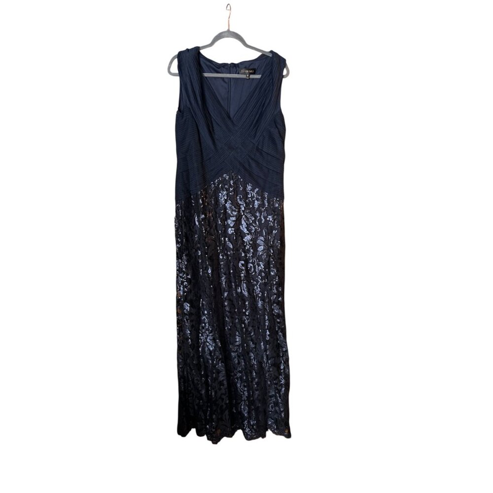 Tadashi Shoji Blue Sequin Wrap Top Sleeveless Womens Size 16
